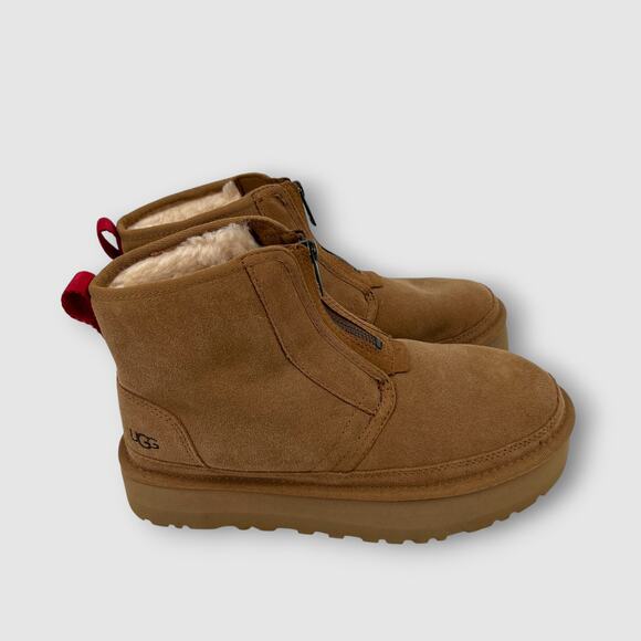 UGG Classic Neumel Zip Suede Platform Boots Chestnut Women’s Size 8 - Picture 2 of 9